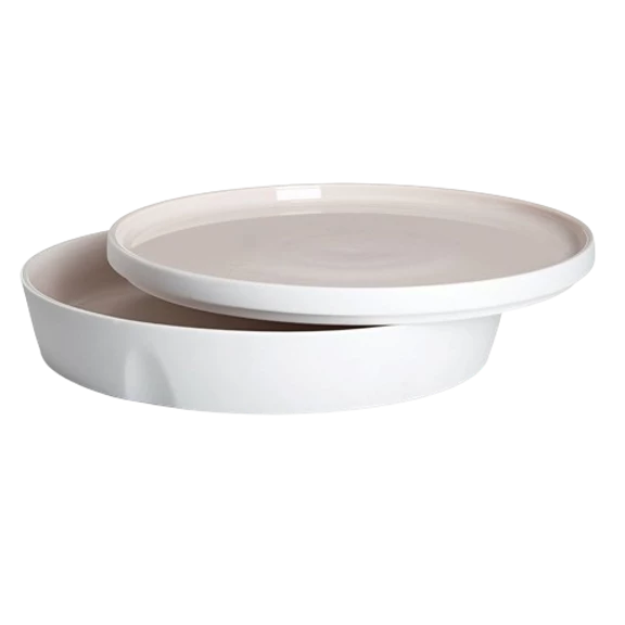 Coffret plat de service et assiette 24 cm - Rose - DEGRENNE - 1